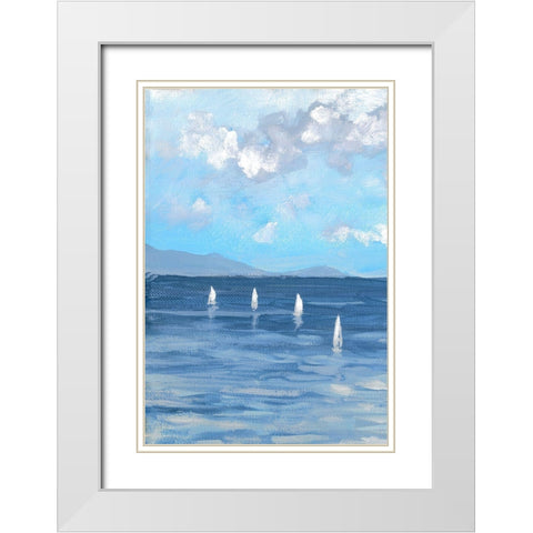 Boats and Waves I White Modern Wood Framed Art Print with Double Matting by Meneely, Dan