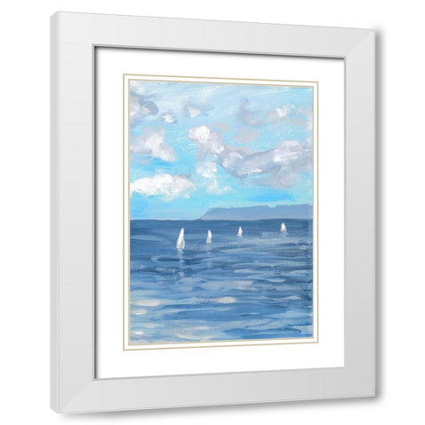 Boats and Waves II White Modern Wood Framed Art Print with Double Matting by Meneely, Dan