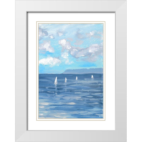 Boats and Waves II White Modern Wood Framed Art Print with Double Matting by Meneely, Dan