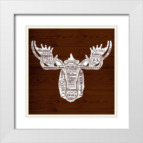 Moose Of Nature White Modern Wood Framed Art Print with Double Matting by SD Graphics Studio