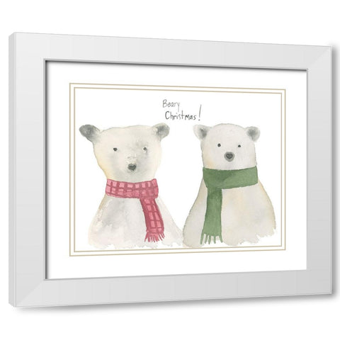 Beary Christmas White Modern Wood Framed Art Print with Double Matting by Price, Lucille