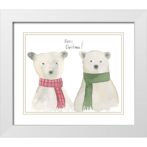 Beary Christmas White Modern Wood Framed Art Print with Double Matting by Price, Lucille