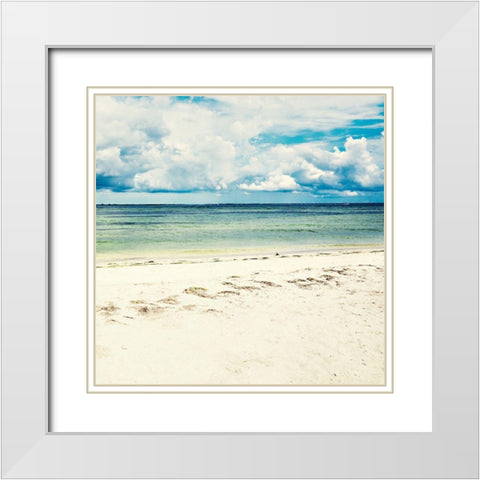 Footsteps In The Sand White Modern Wood Framed Art Print with Double Matting by Bill Carson Photography