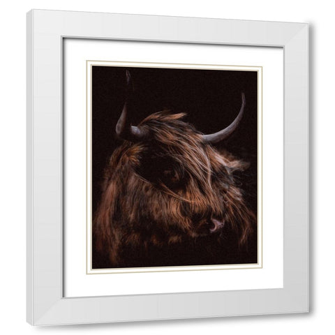 Moody Cow White Modern Wood Framed Art Print with Double Matting by Meneely, Dan