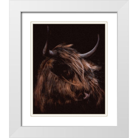 Moody Cow White Modern Wood Framed Art Print with Double Matting by Meneely, Dan