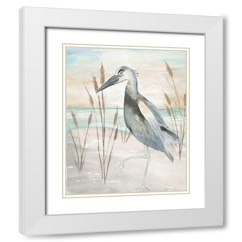 Heron by Beach Grass II White Modern Wood Framed Art Print with Double Matting by Medley, Elizabeth