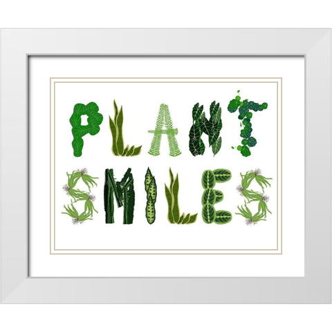 Plant Smiles White Modern Wood Framed Art Print with Double Matting by Bucheli, Jen