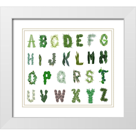 Plant Alphabet White Modern Wood Framed Art Print with Double Matting by Bucheli, Jen