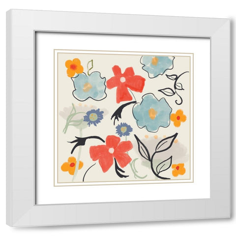 Flower Print White Modern Wood Framed Art Print with Double Matting by Maria, Robin