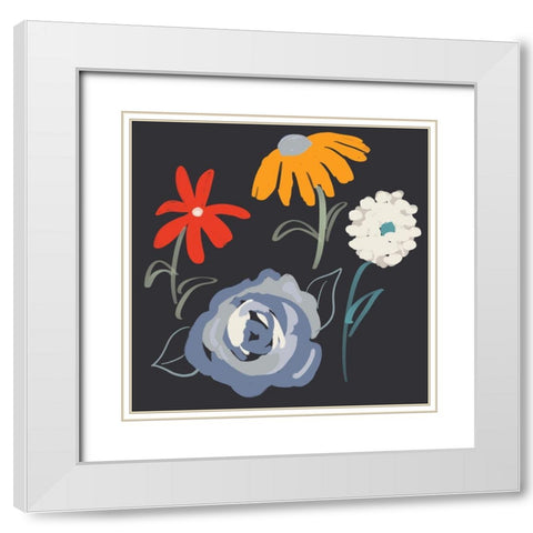 Fleurs at Night White Modern Wood Framed Art Print with Double Matting by Maria, Robin