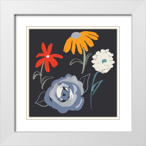 Fleurs at Night White Modern Wood Framed Art Print with Double Matting by Maria, Robin