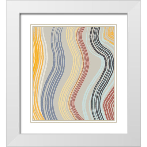 Sandy Hues Band Waves White Modern Wood Framed Art Print with Double Matting by Maria, Robin