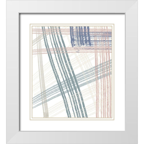 Crossing Plaids White Modern Wood Framed Art Print with Double Matting by Maria, Robin