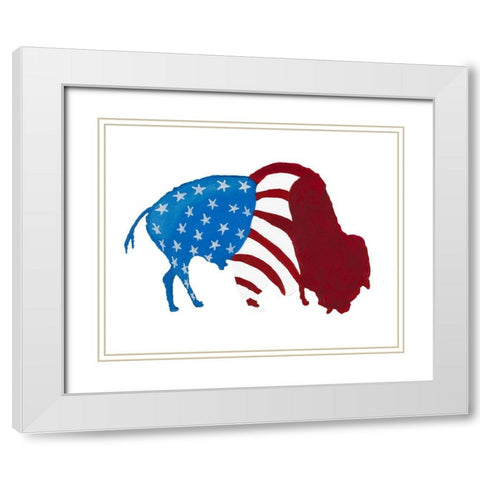 Patriotic Bison White Modern Wood Framed Art Print with Double Matting by Ritter, Gina