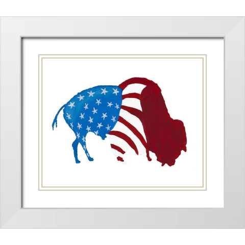 Patriotic Bison White Modern Wood Framed Art Print with Double Matting by Ritter, Gina