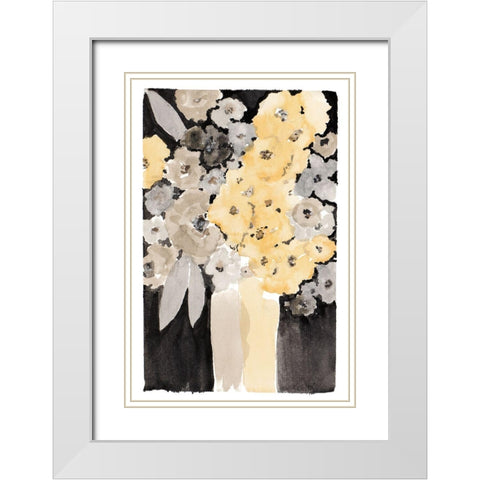 Moody Bouquet White Modern Wood Framed Art Print with Double Matting by Krinlox