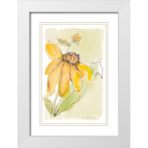 Sweet Daisy II White Modern Wood Framed Art Print with Double Matting by Krinlox