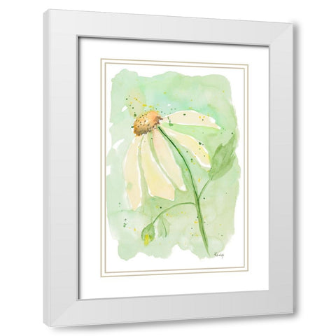 Sweet Daisy I White Modern Wood Framed Art Print with Double Matting by Krinlox