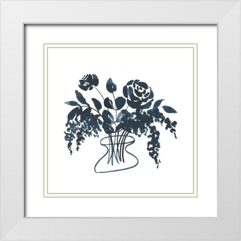 Indigo Floral Study I White Modern Wood Framed Art Print with Double Matting by Price, Lucille