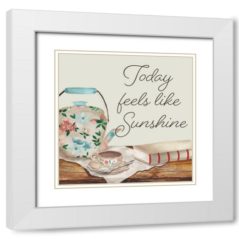 Today Feels Like Sunshine White Modern Wood Framed Art Print with Double Matting by Medley, Elizabeth