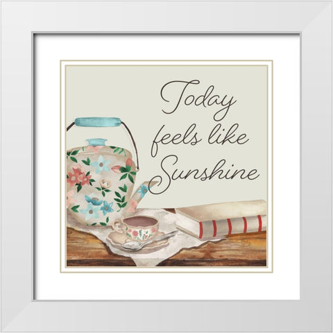 Today Feels Like Sunshine White Modern Wood Framed Art Print with Double Matting by Medley, Elizabeth