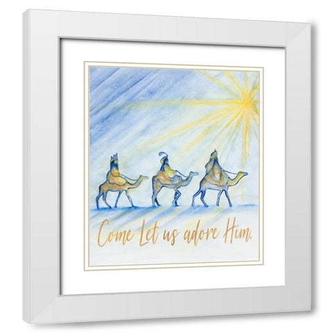 Come Let Us Adore Him White Modern Wood Framed Art Print with Double Matting by Gaynor, Janice