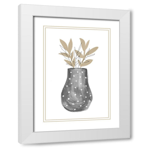 Potted Plant In A Polka Dot Vase White Modern Wood Framed Art Print with Double Matting by Navas, Emily