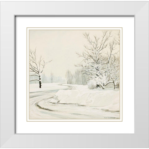 Snowy Road White Modern Wood Framed Art Print with Double Matting by Nawrocke, Bruce