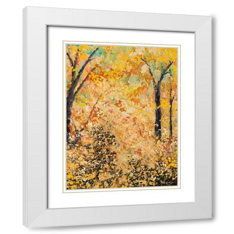 Falling Autumn Leaves White Modern Wood Framed Art Print with Double Matting by Nawrocke, Bruce