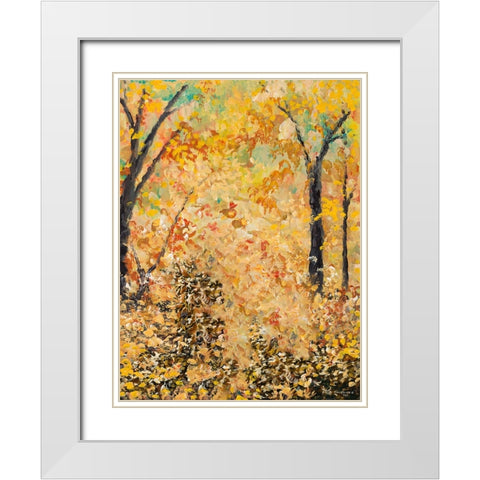 Falling Autumn Leaves White Modern Wood Framed Art Print with Double Matting by Nawrocke, Bruce