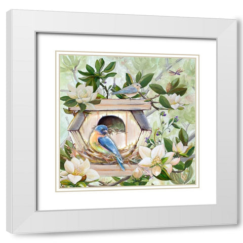 Birdhouse I White Modern Wood Framed Art Print with Double Matting by Diannart