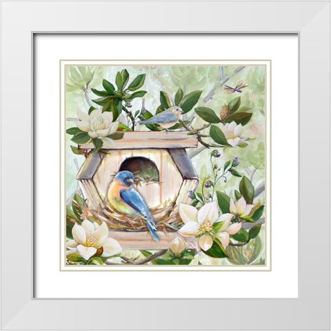 Birdhouse I White Modern Wood Framed Art Print with Double Matting by Diannart