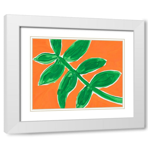 Tropical Leaves White Modern Wood Framed Art Print with Double Matting by SD Graphics Studio