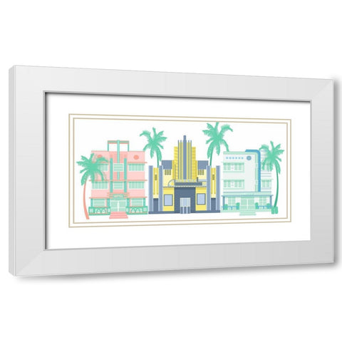 Art Deco Row White Modern Wood Framed Art Print with Double Matting by Bucheli, Jen