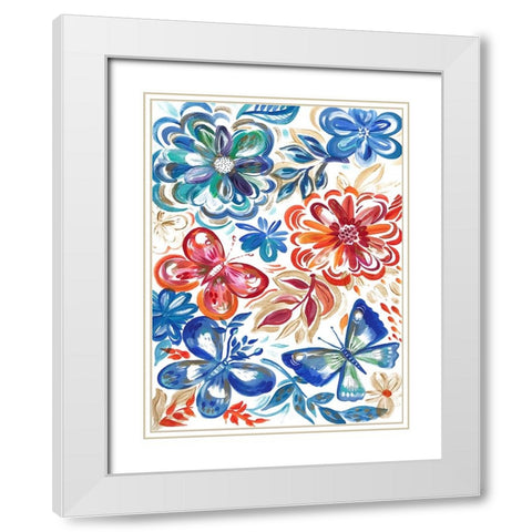 Butterfly Garden White Modern Wood Framed Art Print with Double Matting by Del Sol, Ani