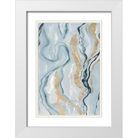 Blue Melted Abstract I White Modern Wood Framed Art Print with Double Matting by Gaynor, Janice