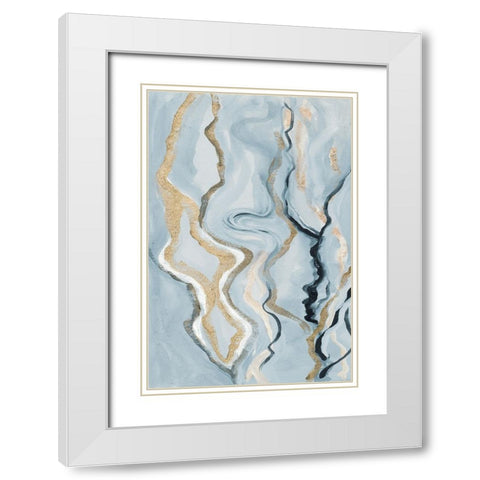 Blue Melted Abstract II White Modern Wood Framed Art Print with Double Matting by Gaynor, Janice