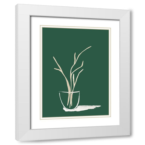 Small Branch Display On Green White Modern Wood Framed Art Print with Double Matting by Price, Lucille