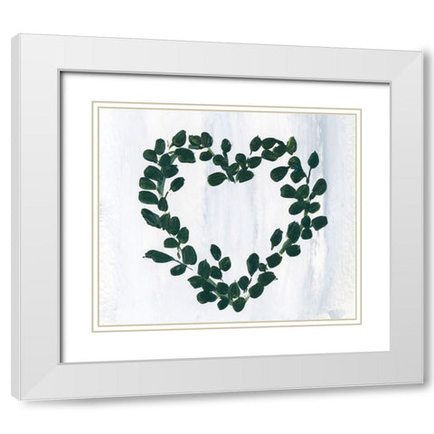 Eucalyptus Heart Wreath White Modern Wood Framed Art Print with Double Matting by Price, Lucille