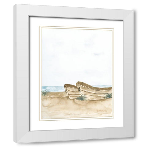 Beached Wooden Row Boat II White Modern Wood Framed Art Print with Double Matting by Price, Lucille