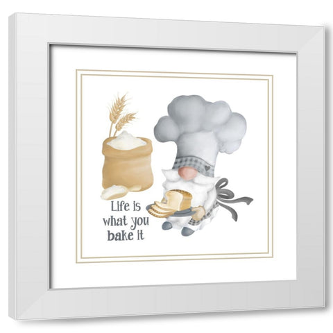 Gnome Bakery III White Modern Wood Framed Art Print with Double Matting by Metz, Andi