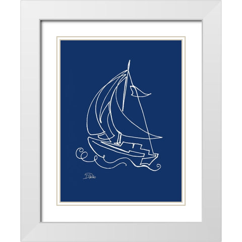 Little Sail On Blue White Modern Wood Framed Art Print with Double Matting by Pinto, Patricia