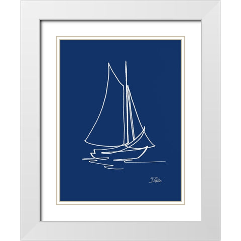 Little Sail On Blue White Modern Wood Framed Art Print with Double Matting by Pinto, Patricia