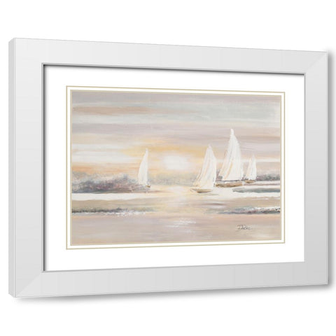 The Cove and Sailboats White Modern Wood Framed Art Print with Double Matting by Pinto, Patricia