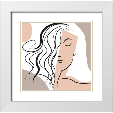 Wavy Haired Woman White Modern Wood Framed Art Print with Double Matting by Mosher, Deidre