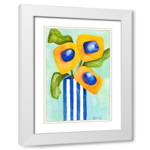 Yellow Arrangement White Modern Wood Framed Art Print with Double Matting by Krinlox