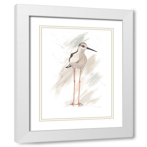 Stilt Birds II White Modern Wood Framed Art Print with Double Matting by Pinto, Patricia