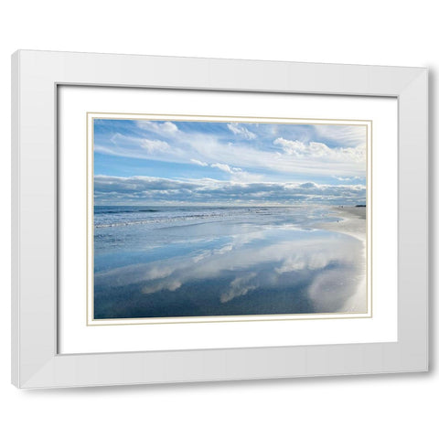 Crystal Blue Reflection White Modern Wood Framed Art Print with Double Matting by Coppel, Anna