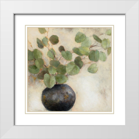 Eucalyptus Leaves in Black Vase White Modern Wood Framed Art Print with Double Matting by Loreth, Lanie