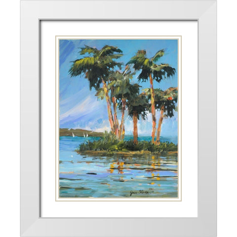 Palm Island White Modern Wood Framed Art Print with Double Matting by Slivka, Jane